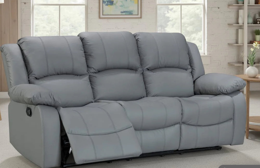 Black Faux Leather 3 Seater Recliner Sofa