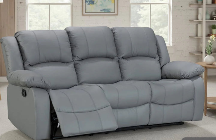 Black Faux Leather 3 Seater Recliner Sofa