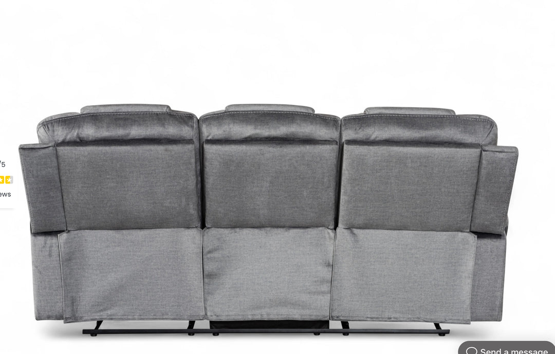 Chenille Fabric Grey 3 Seater Electric Recliner Sofa