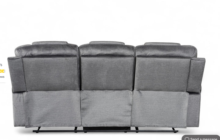 Chenille Fabric Grey 3 Seater Electric Recliner Sofa