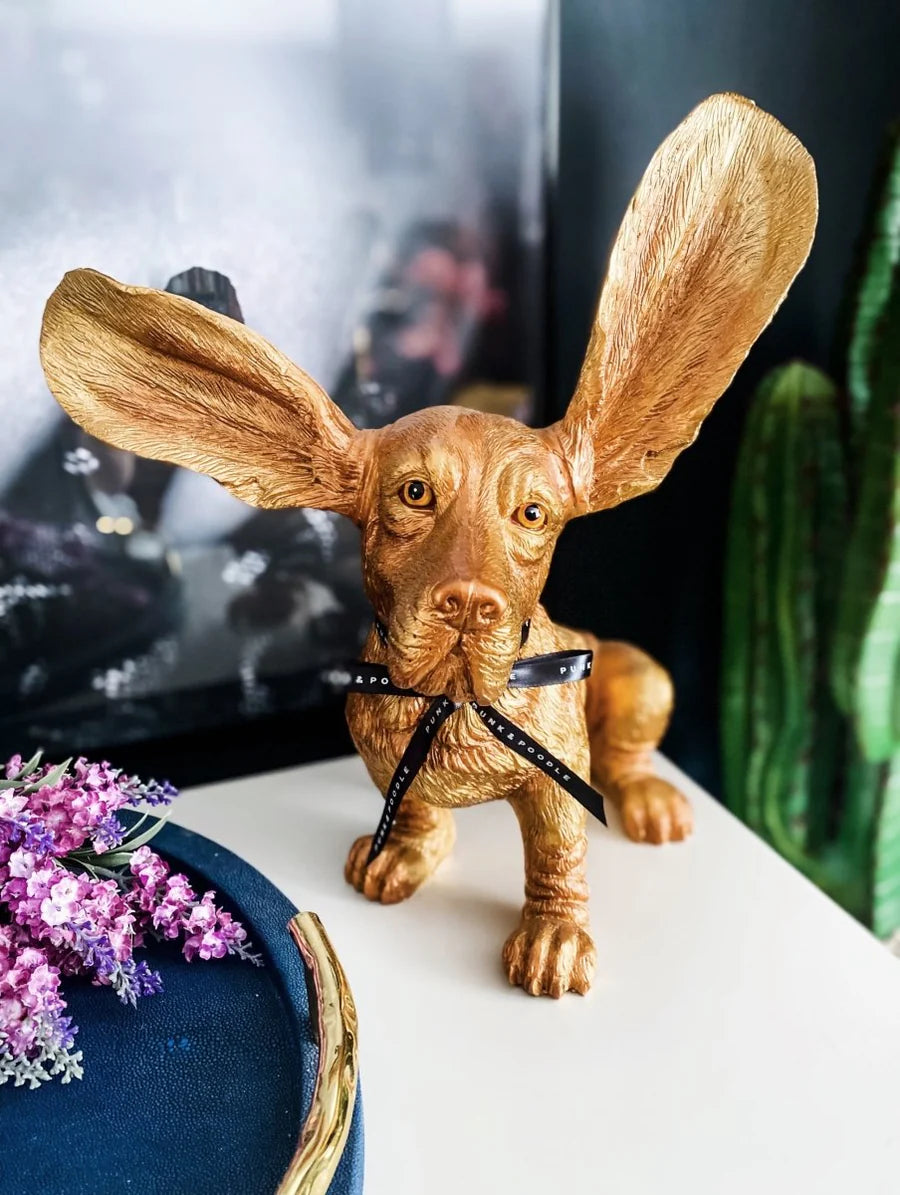 Surprised Basset Dog Statue