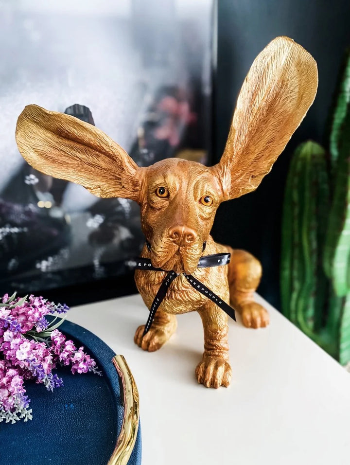 Surprised Basset Dog Statue