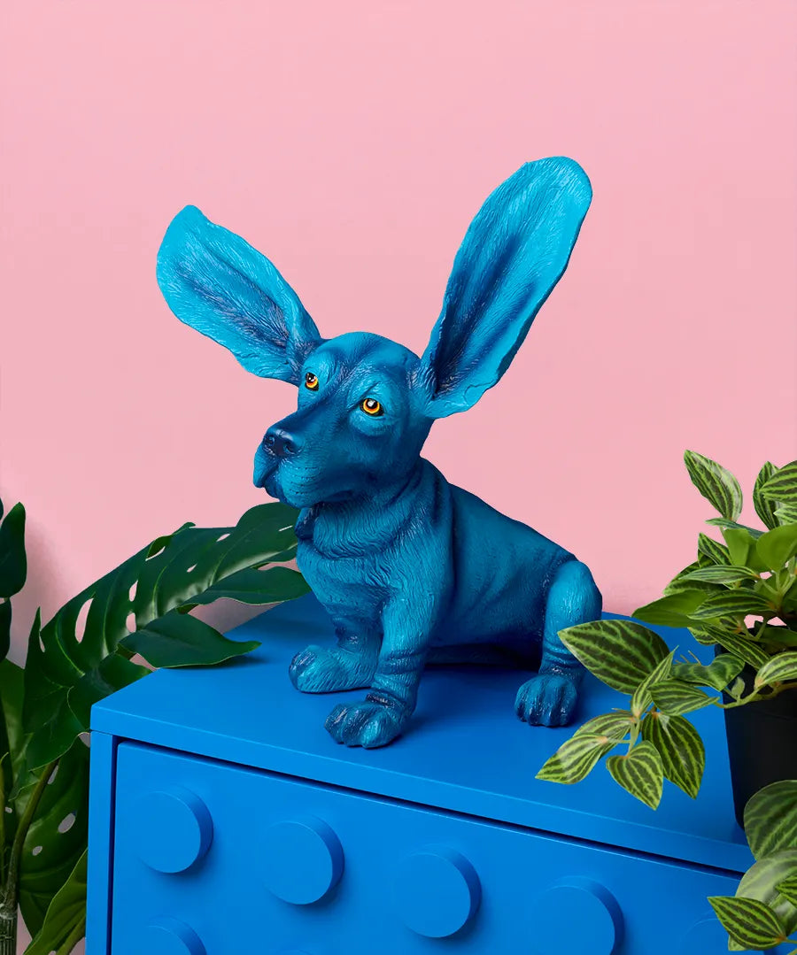Surprised Basset Dog Statue