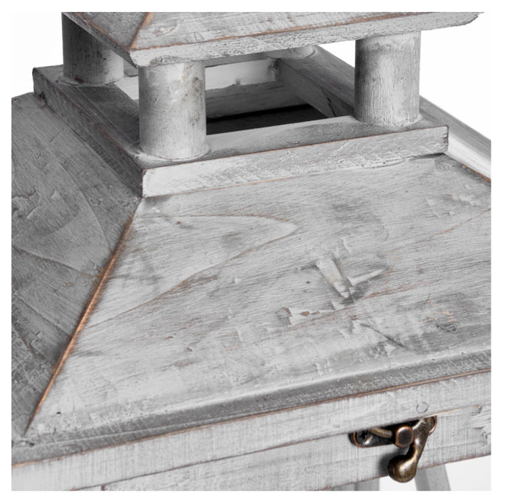 Set Of Three Wooden Lanterns With Traditional Cross Section