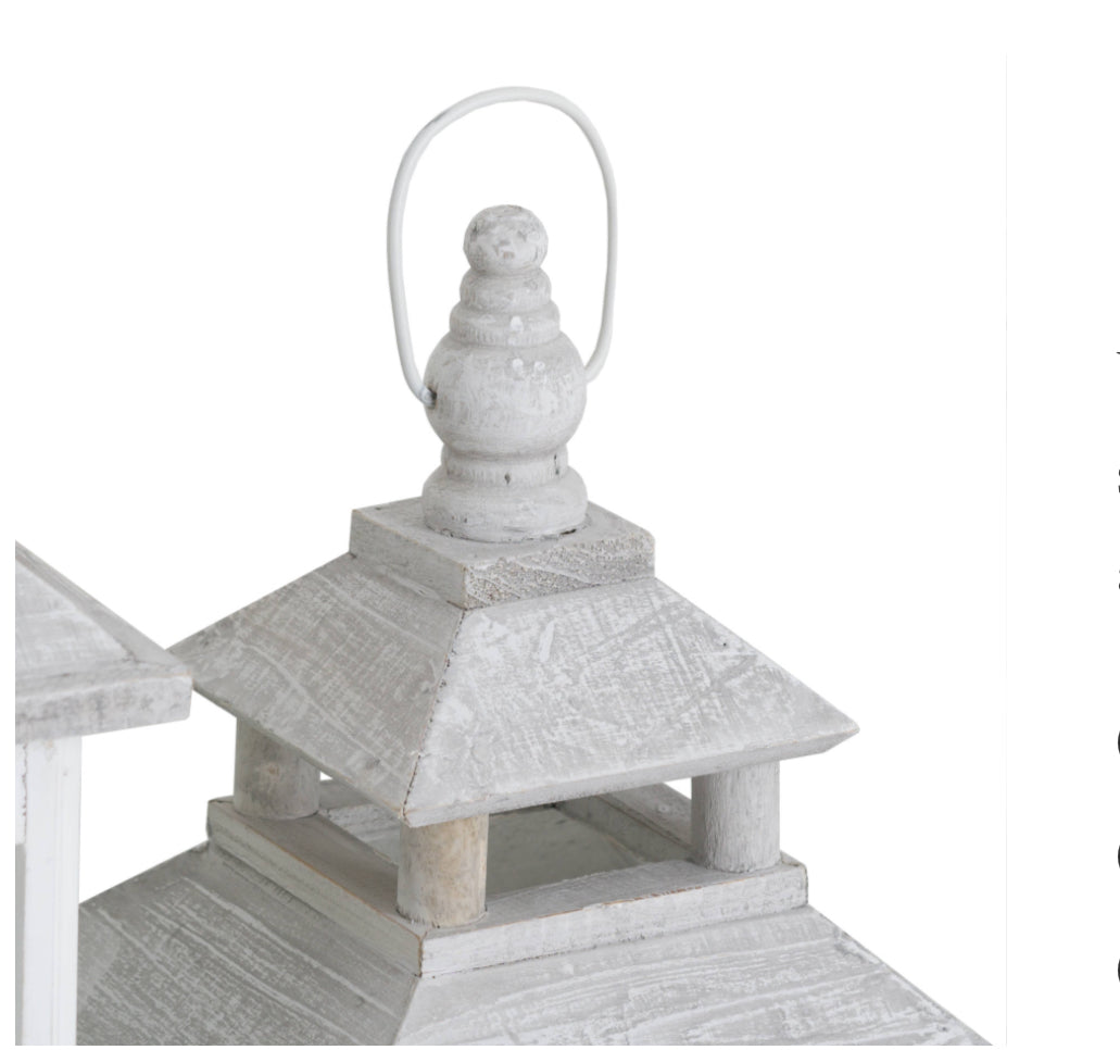 Set Of 3 White Window Style Lanterns With Open Top