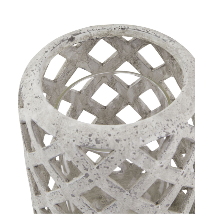 Large Grey Stone Effect Hurricane Lantern