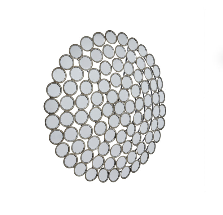 Large Round Convex Antiqued Silver Multi Mirror