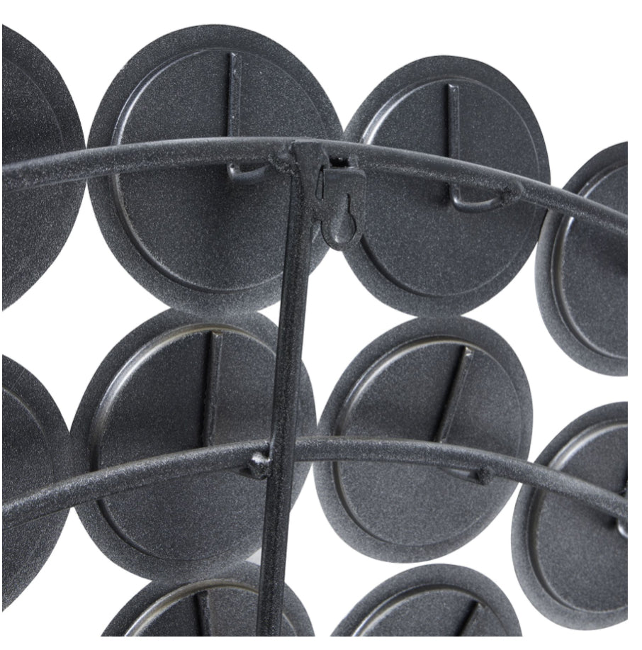 Large Round Convex Antiqued Silver Multi Mirror