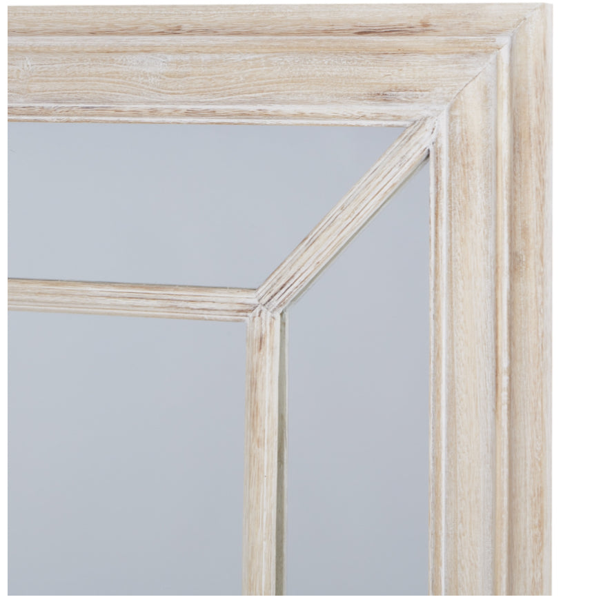 Large Washed Wood Framed Window Mirror