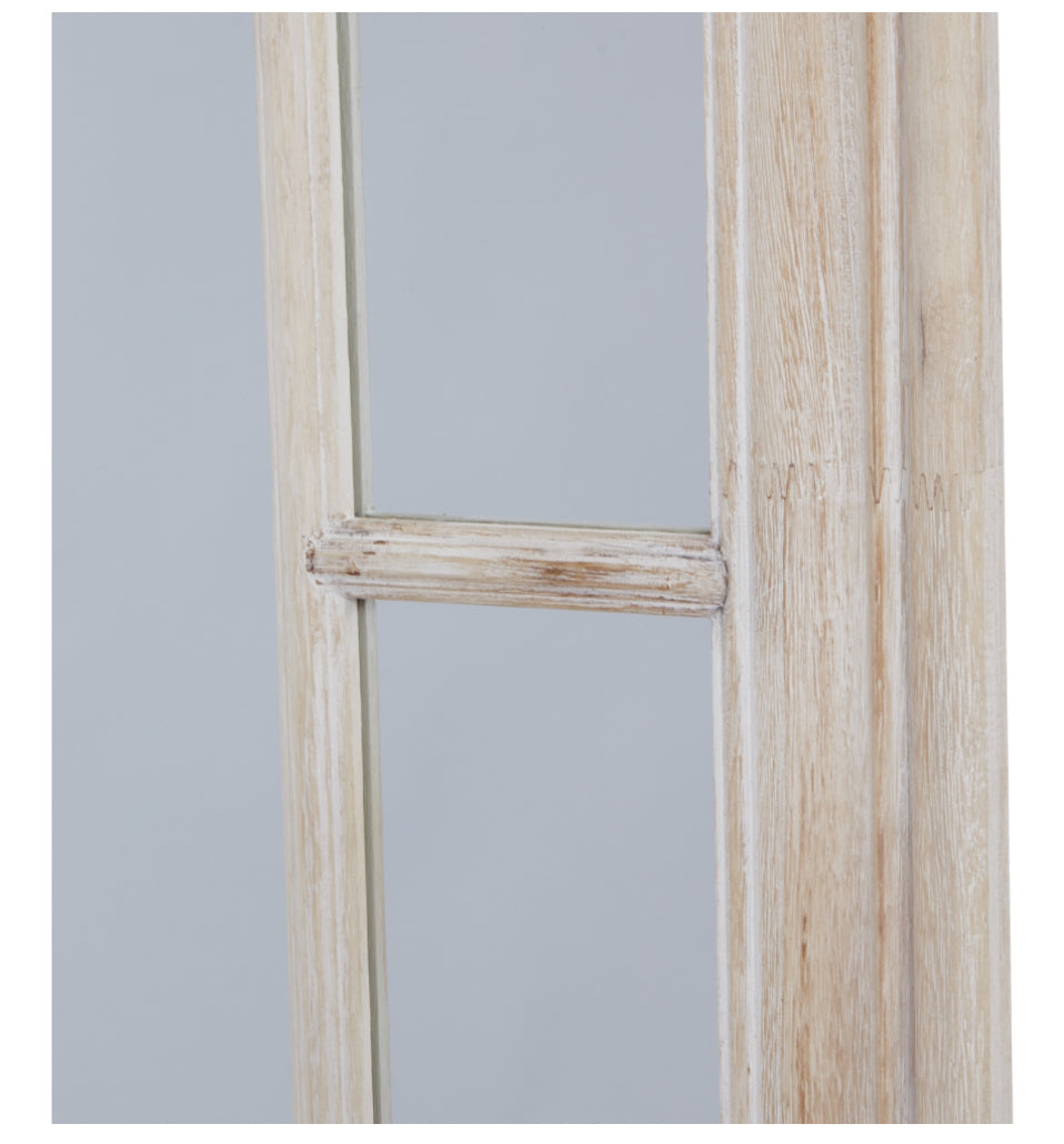 Large Washed Wood Framed Window Mirror