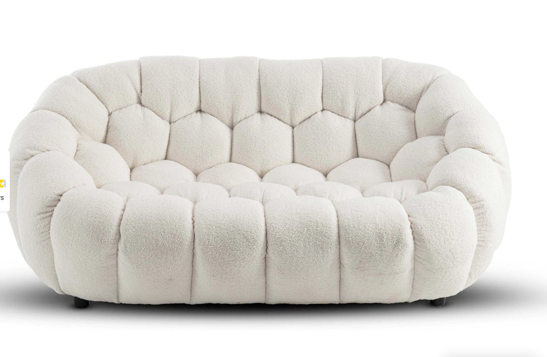 Teddy Boucle Fabric white 2 Seater Sofa