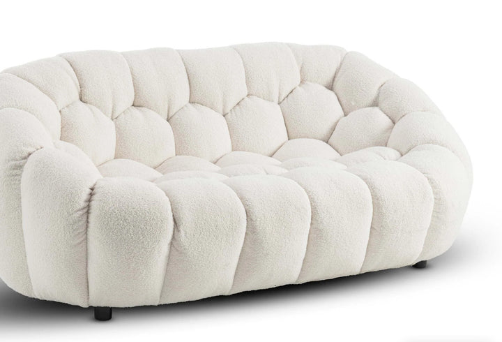 Teddy Boucle Fabric white 2 Seater Sofa