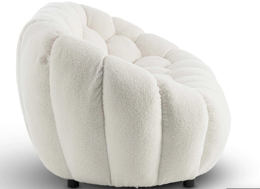 Teddy Boucle Fabric white 2 Seater Sofa