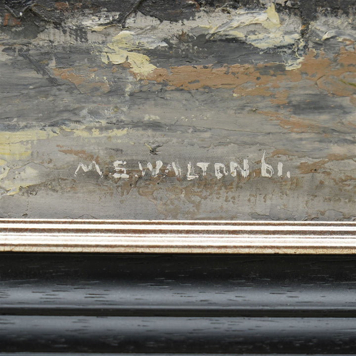 Stuart Walton (Northern British 1933-): 'Man in Street', oil on board signed and dated '61, 56cm x 67cm