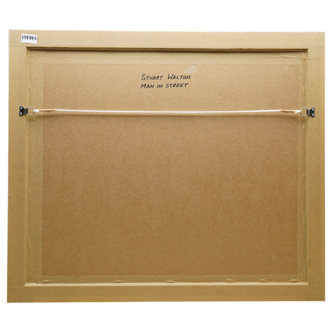 Stuart Walton (Northern British 1933-): 'Man in Street', oil on board signed and dated '61, 56cm x 67cm