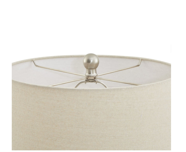Lattice ceramic table lamp with linen shade