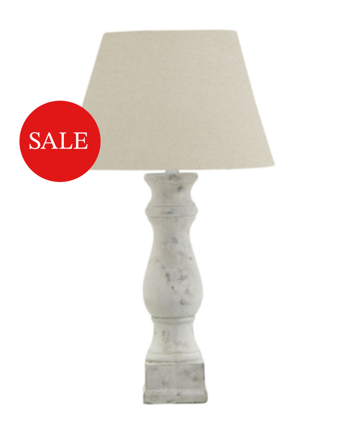 Antique White Candlestick Table Lamp With Linen Shade